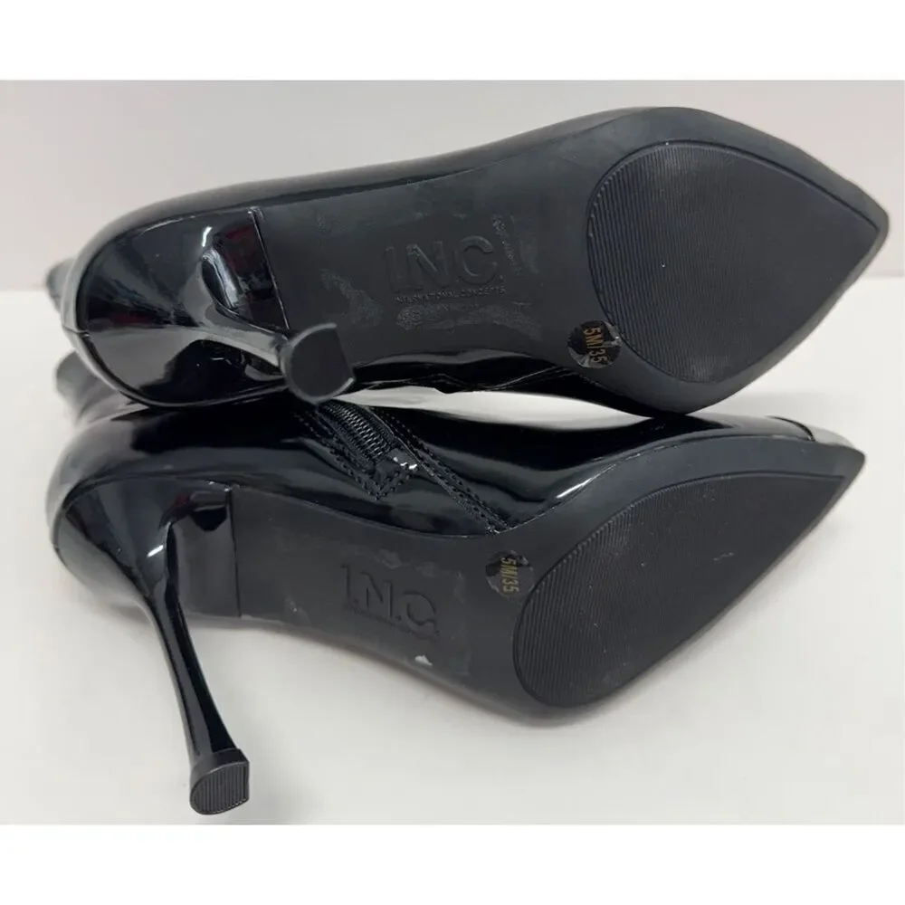 INC International Concepts Boots Size 5 Black Patent Pointed Toe‎ Stiletto Heels